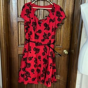 City Chic Red Rose Dress Medium NWT